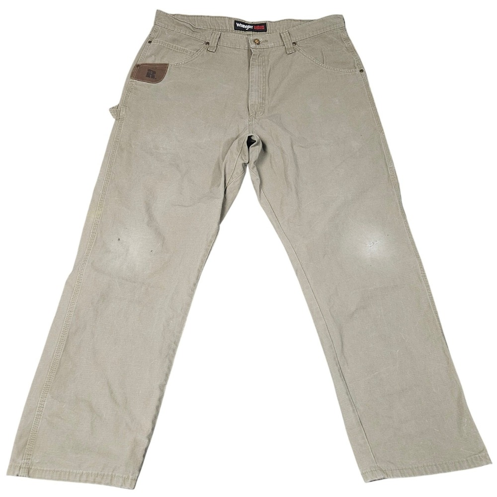Wrangler RIGGS Workwear Ripstop Pants 36x32 Khaki Grunge Patina Workwear Utility